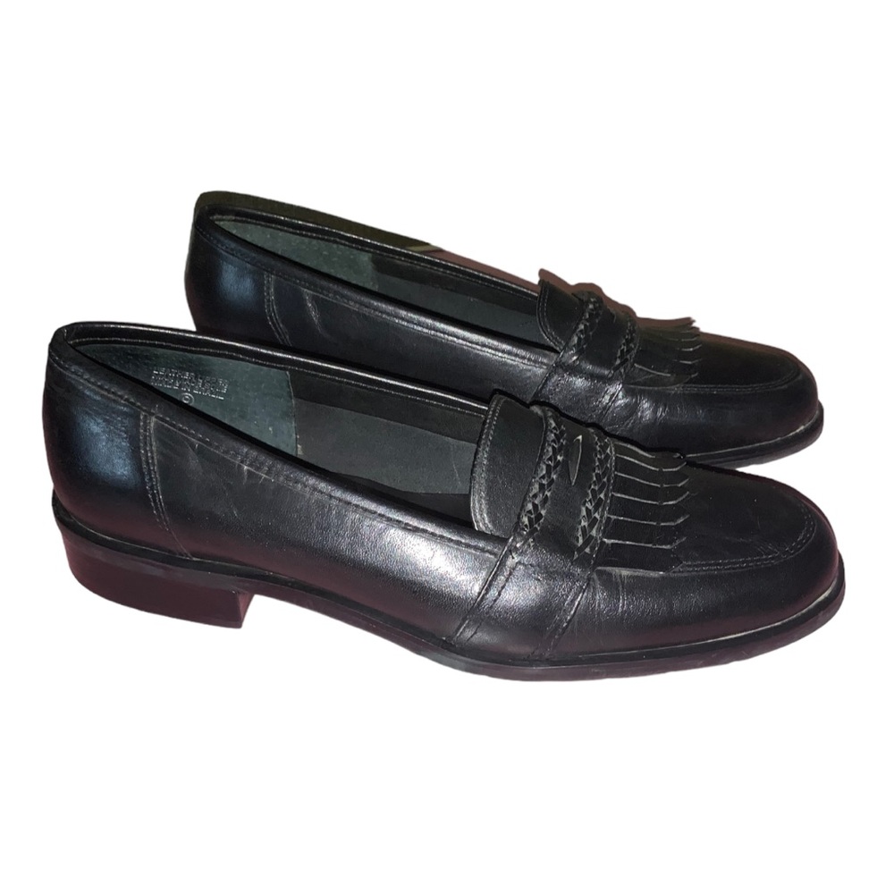 Etienne Aigner Karlie Black Leather Penny Loafers Size 6 1/2 Medium narrow